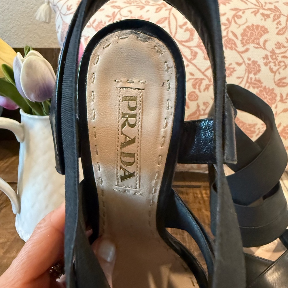Prada Black Strappy Heels